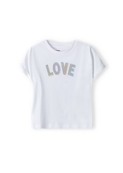 Biała koszulka bawełniana niemowlęca z napisem Love ze sklepu 5.10.15 w kategorii Koszulki niemowlęce - zdjęcie 169699415