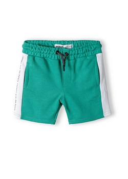 Zielone szorty dresowe niemowlęce z białymi paskami ze sklepu 5.10.15 w kategorii Spodenki niemowlęce - zdjęcie 169699698