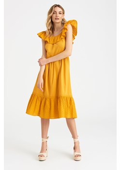 Żółta sukienka damska typu hiszpanka ze sklepu 5.10.15 w kategorii Sukienki - zdjęcie 169699899