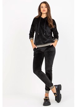 Czarny damski komplet welurowy z bluzą z kapturem ze sklepu 5.10.15 w kategorii Dresy damskie - zdjęcie 169699906