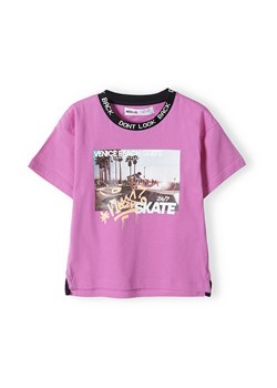 Fioletowy t-shirt bawełniany dla chłopca z nadrukiem ze sklepu 5.10.15 w kategorii T-shirty chłopięce - zdjęcie 169699909