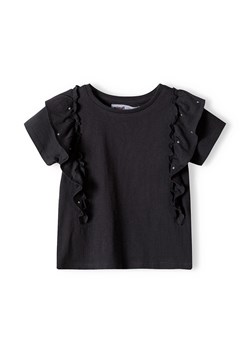 Ciemnoszara bluzka bawełniana dziewczęca z falbankami ze sklepu 5.10.15 w kategorii Bluzki dziewczęce - zdjęcie 169700065