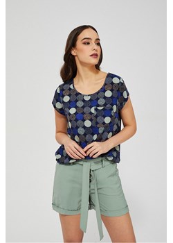 T-shirt damski z wiskozy w kolorowe koła - granatowa ze sklepu 5.10.15 w kategorii Bluzki damskie - zdjęcie 169700099