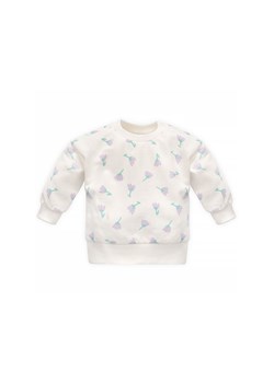 Bluza nierozpinana niemowlęca w fioletowe kwiatki ecru ze sklepu 5.10.15 w kategorii Bluzy i swetry - zdjęcie 169700115