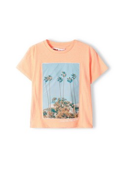 Pomarańczowa koszulka letnia niemowlęca z nadrukiem ze sklepu 5.10.15 w kategorii Koszulki niemowlęce - zdjęcie 169700396
