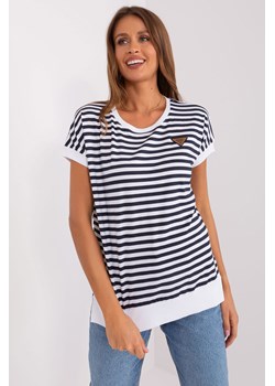 Granatowo-biały t-shirt damski w paski ze sklepu 5.10.15 w kategorii Bluzki damskie - zdjęcie 169700439