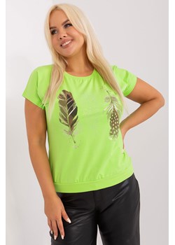 Jasnozielona damska bluzka plus size z aplikacją ze sklepu 5.10.15 w kategorii Bluzki damskie - zdjęcie 169700509