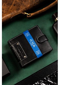 Skórzany portfel męski na zatrzask — Always Wild czarny ze sklepu 5.10.15 w kategorii Portfele męskie - zdjęcie 169700569