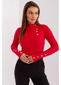 Prążkowany sweter z wiskozą czerwony ze sklepu 5.10.15 w kategorii Swetry damskie - zdjęcie 169700586
