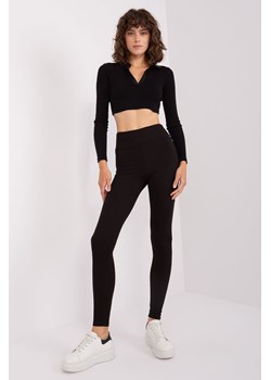 Czarne legginsy z wysokim stanem RUE PARIS ze sklepu 5.10.15 w kategorii Spodnie damskie - zdjęcie 169700659
