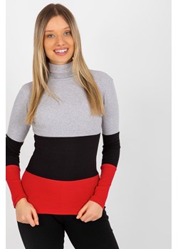 Szaro-czarna damska bluzka basic z golfem w prążek ze sklepu 5.10.15 w kategorii Bluzki damskie - zdjęcie 169700687