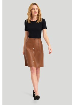 Krótka spódniczka z ozdobnymi guzikami brązowa ze sklepu 5.10.15 w kategorii Spódnice - zdjęcie 169700867