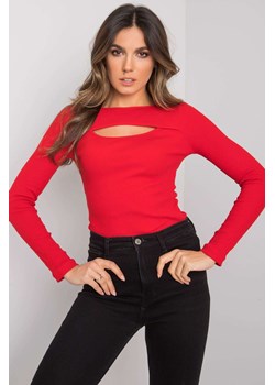 Bluzka z długim rękawem - czerwona z ozdobnym rozcięciem ze sklepu 5.10.15 w kategorii Bluzki damskie - zdjęcie 169701077