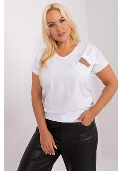 Biała bluzka plus size z dekoltem v ze sklepu 5.10.15 w kategorii Bluzki damskie - zdjęcie 169701146