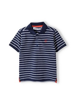 Granatowa bluzka polo z krótkim rękawem w paski ze sklepu 5.10.15 w kategorii T-shirty chłopięce - zdjęcie 169701268