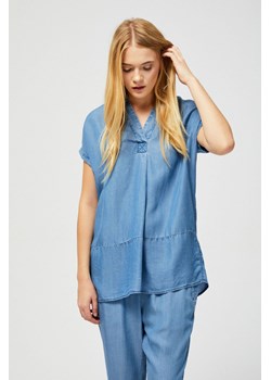Koszula damska oversize z kołnierzykiem niebieska ze sklepu 5.10.15 w kategorii Bluzki damskie - zdjęcie 169701626