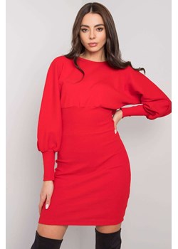 Sukienka z długim rękawem-czerwona ze sklepu 5.10.15 w kategorii Sukienki - zdjęcie 169701877