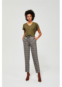 Eleganckie spodnie w kratkę z gumką w pasie - szare ze sklepu 5.10.15 w kategorii Spodnie damskie - zdjęcie 169701907