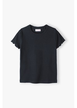 Czarna prążkowana koszulka dziewczęca ze sklepu 5.10.15 w kategorii Bluzki dziewczęce - zdjęcie 169701996