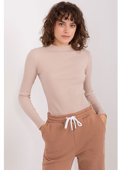 Beżowa damska bluzka w prążek BASIC FEEL GOOD ze sklepu 5.10.15 w kategorii Bluzki damskie - zdjęcie 169702129