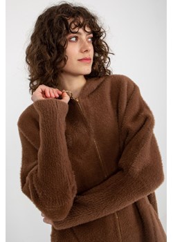 Brązowy damski płaszcz alpaka z kapturem ze sklepu 5.10.15 w kategorii Płaszcze damskie - zdjęcie 169702208
