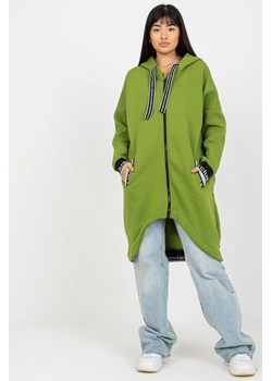 Jasnozielona długa dresowa bluza rozpinana z bawełny Mayar ze sklepu 5.10.15 w kategorii Bluzy damskie - zdjęcie 169702296