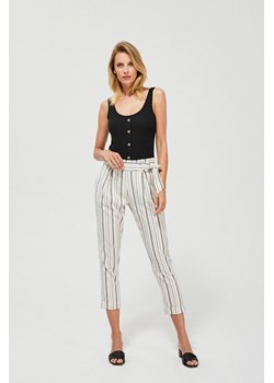 Spodnie z wysokim stanem zdobione - szare, pionowe paski ze sklepu 5.10.15 w kategorii Spodnie damskie - zdjęcie 169702299