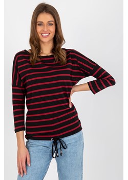 Czarno-czerwona bluzka basic w paski z rękawem 3/4 ze sklepu 5.10.15 w kategorii Bluzki damskie - zdjęcie 169702489