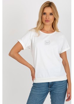Ecru damska bluzka na co dzień z krótkim rękawem ze sklepu 5.10.15 w kategorii Bluzki damskie - zdjęcie 169702509