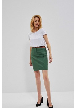 Ołówkowa spódnica damska z paskiem - zielona ze sklepu 5.10.15 w kategorii Spódnice - zdjęcie 169702558