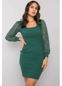 Sukienka z długimi koronkowymi rękawami - zielona ze sklepu 5.10.15 w kategorii Sukienki - zdjęcie 169702615