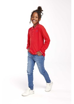 Czerwona bluzka polo chłopięca z długim rękawem ze sklepu 5.10.15 w kategorii T-shirty chłopięce - zdjęcie 169702665