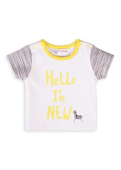 Biała koszulka bawełniana niemowlęca- Hello I'm new ze sklepu 5.10.15 w kategorii Koszulki niemowlęce - zdjęcie 169702715