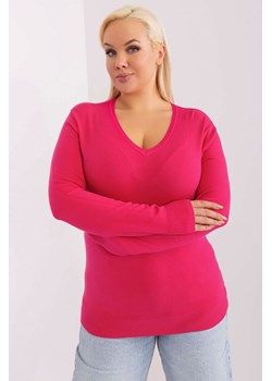 Dopasowany sweter plus size z wiskozy fuksjowy ze sklepu 5.10.15 w kategorii Swetry damskie - zdjęcie 169702717
