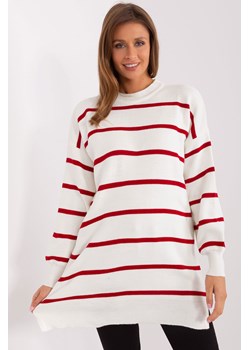 Bordowy-ecru damski luźny sweter ze sklepu 5.10.15 w kategorii Swetry damskie - zdjęcie 169702848
