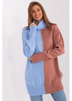 Sweter z golfem i ściągaczami niebieski ze sklepu 5.10.15 w kategorii Swetry damskie - zdjęcie 169702858