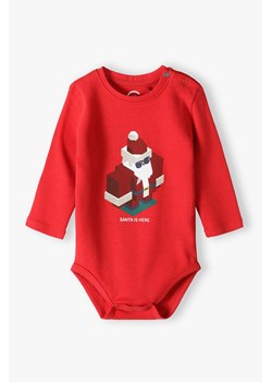 Świąteczne body dla niemowlaka - czerwone - Santa is here ze sklepu 5.10.15 w kategorii Body niemowlęce - zdjęcie 169702909
