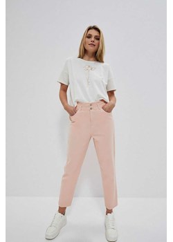 Bawełniane spodnie jeansowe damskie różowe ze sklepu 5.10.15 w kategorii Jeansy damskie - zdjęcie 169703007