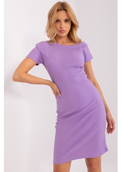 Fioletowa sukienka damska basic z krótkim rękawem ze sklepu 5.10.15 w kategorii Sukienki - zdjęcie 169703009
