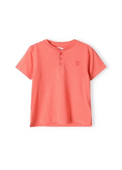 Różowy t-shirt bawełniany basic dla niemowlaka z guzikami ze sklepu 5.10.15 w kategorii Koszulki niemowlęce - zdjęcie 169703067