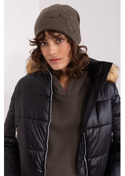 Khaki zimowa czapka z aplikacją ze sklepu 5.10.15 w kategorii Czapki zimowe damskie - zdjęcie 169703187