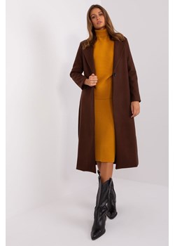 Ciemnobrązowy damski płaszcz z paskiem OCH BELLA ze sklepu 5.10.15 w kategorii Płaszcze damskie - zdjęcie 169703326