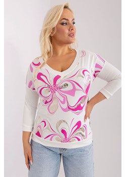 Bluzka plus size z błyszczącym nadrukiem różowy ze sklepu 5.10.15 w kategorii Bluzki damskie - zdjęcie 169703336