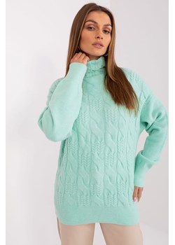 Damski sweter z golfem mietowy ze sklepu 5.10.15 w kategorii Swetry damskie - zdjęcie 169703397