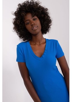 Ciemnoniebieska bluzka damska basic z dekoltem V ze sklepu 5.10.15 w kategorii Bluzki damskie - zdjęcie 169703737