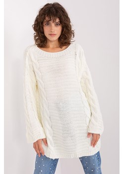 Ecru długi sweter z warkoczami ze sklepu 5.10.15 w kategorii Swetry damskie - zdjęcie 169703996