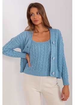 Jasnoniebieski komplet z topem w warkocze ze sklepu 5.10.15 w kategorii Swetry damskie - zdjęcie 169704008