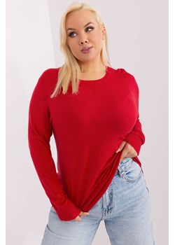 Gładki sweter plus size z długim rękawem czerwony ze sklepu 5.10.15 w kategorii Swetry damskie - zdjęcie 169704039