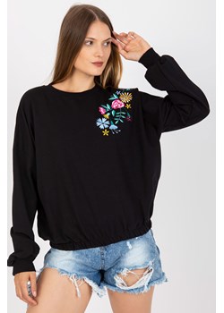 RUE PARIS Czarna bluza bez kaptura z haftem ze sklepu 5.10.15 w kategorii Bluzy damskie - zdjęcie 169704095