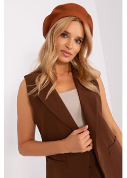 Jasnobrązowy damski beret z kaszmirem ze sklepu 5.10.15 w kategorii Berety damskie - zdjęcie 169704165